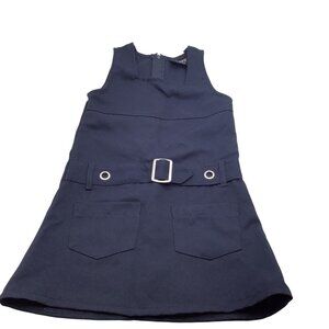 Beverly Hills Polo Club Girls Navy‎ Uniform Dress W/ Belted Waist & Pockets Sz 4